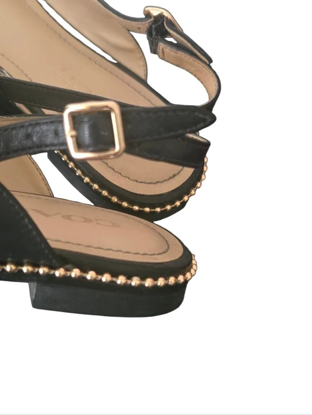 COACH Black Vae Leather Slingback Flats Skimmers Studded Size 8B - Picture 6 of 7